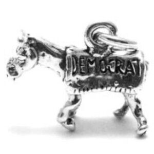 DEMOCRAT DONKEY CHARM IN 3D. STERLING SILVER